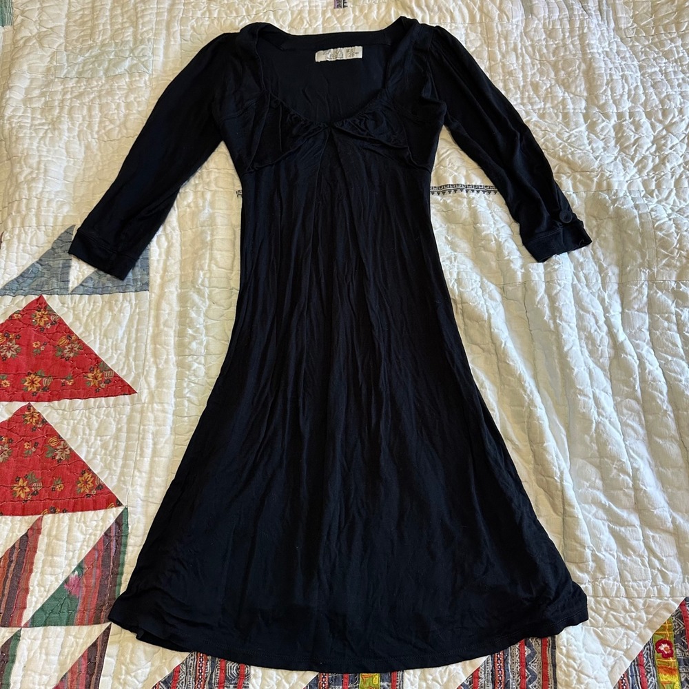 Zara Dress Black Long Sleeve Sweetheart Neck A-Line Mini Small